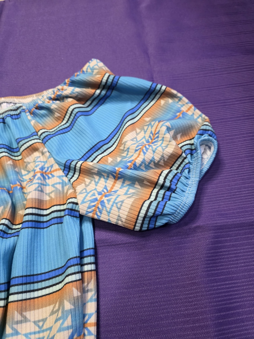 Lucky & Blessed Aztec Patterned Off-Shoulder Crop Top - Picture 4 of 7